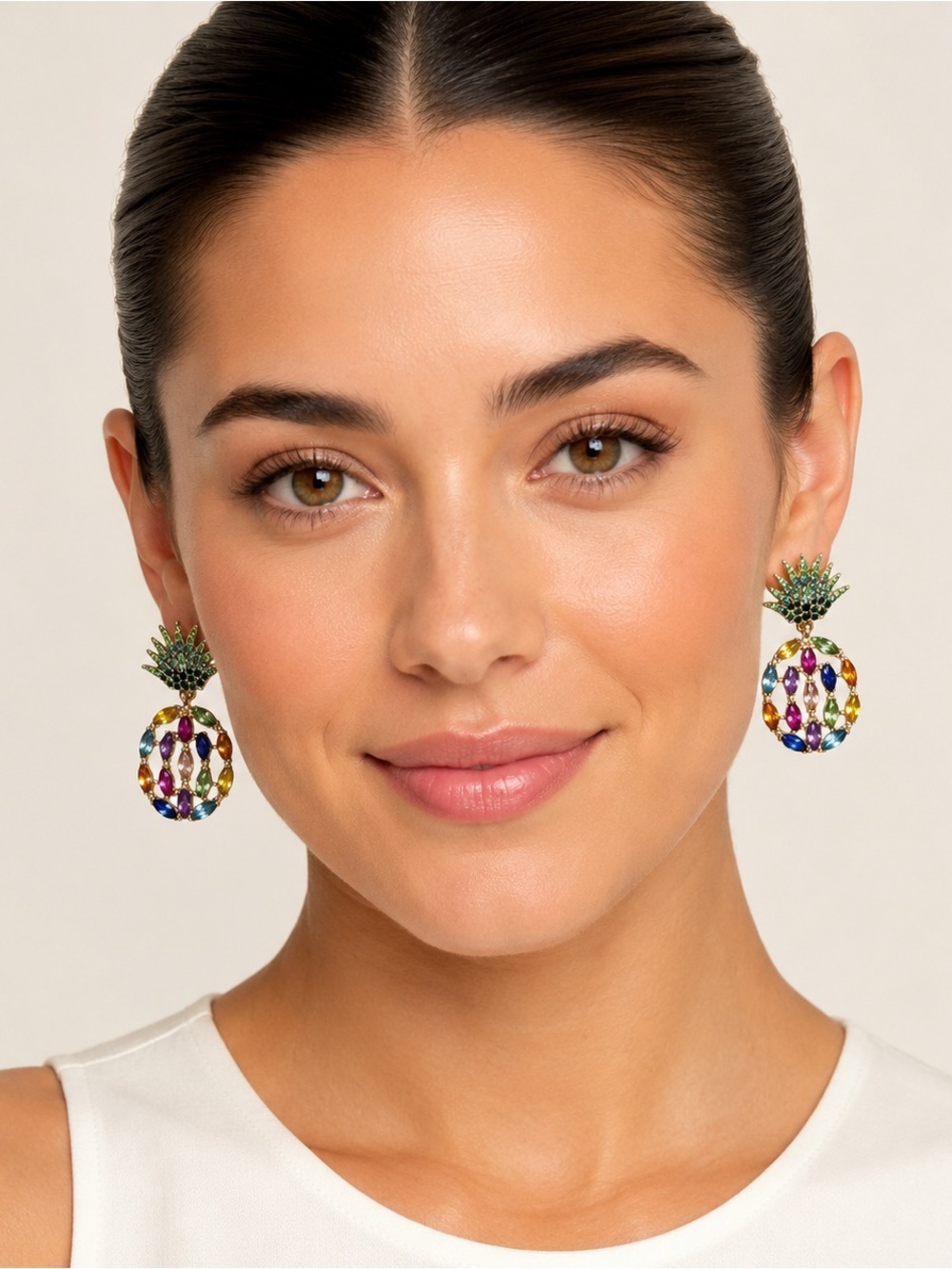 SUGARFIX BaubleBar Sweet & Spikey Rainbow Crystal Pineapple Earrings NWT